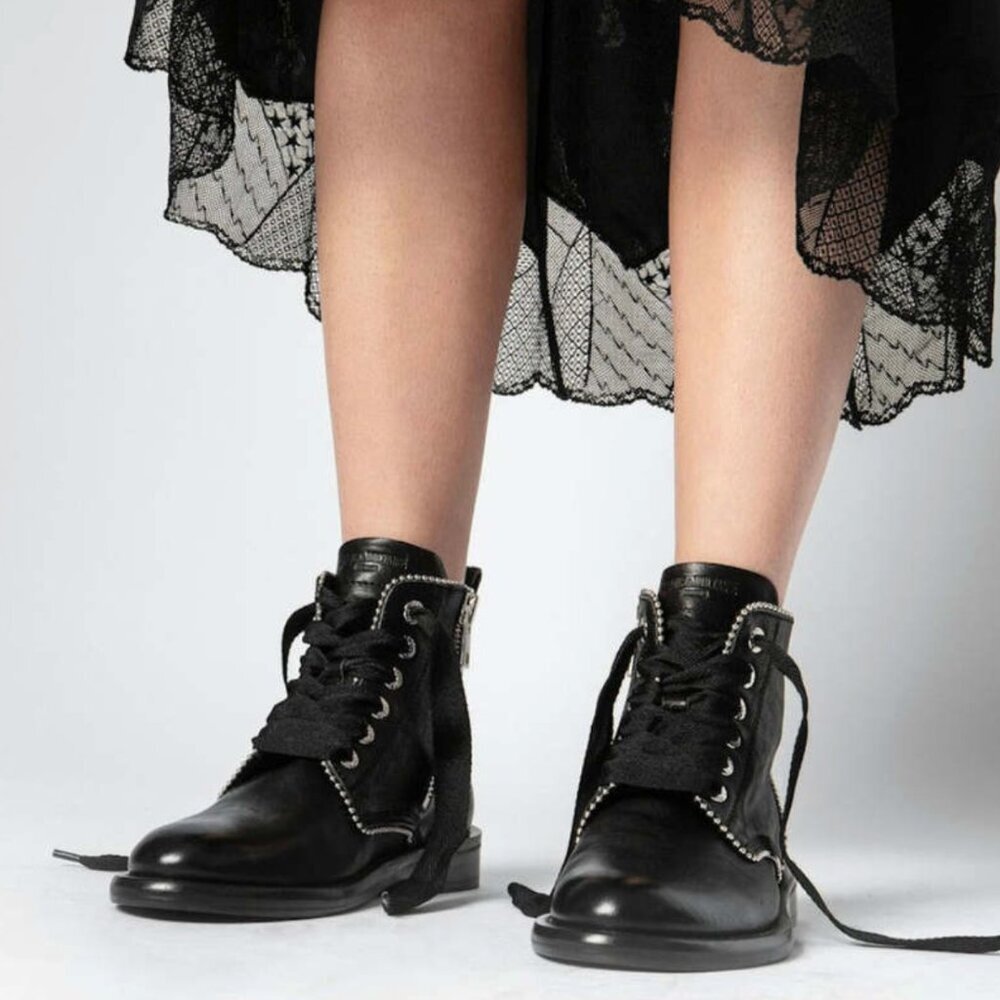 ZADIG & VOLTAIRE Laureen Roma Leather Studded Ankle Boots